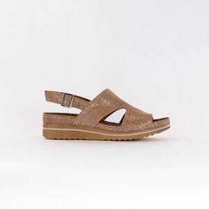NEW V-ITALIA women's wedge sandal in camel